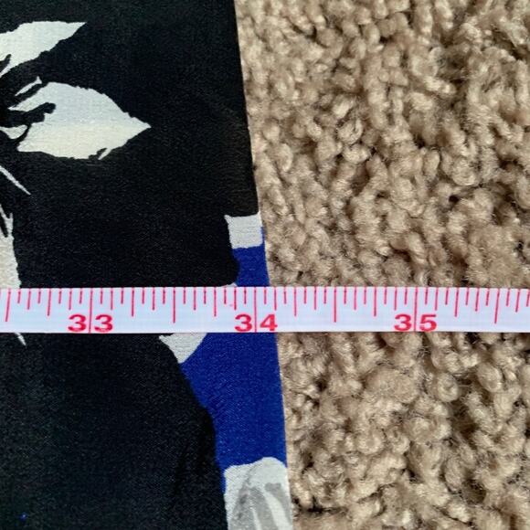 Anthropologie Maeve Dress Womens 0 Blue Black Silk Floral Shift Sleeveless - Picture 6 of 7